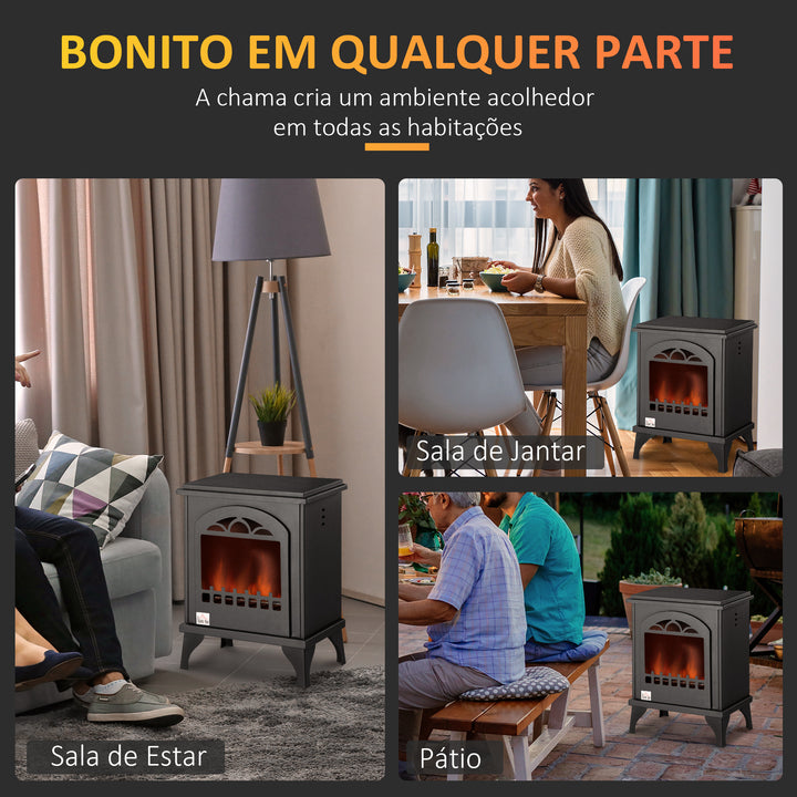 Lareira de Bioetanol 7000 BTU Lareira de Bioetanol de Pé com Tanque de 1,2 L Apaga-chamas em Aço Inoxidável Tempo de Combustão 3H para Interiores 20-25 m² 41x25x54 cm Preto