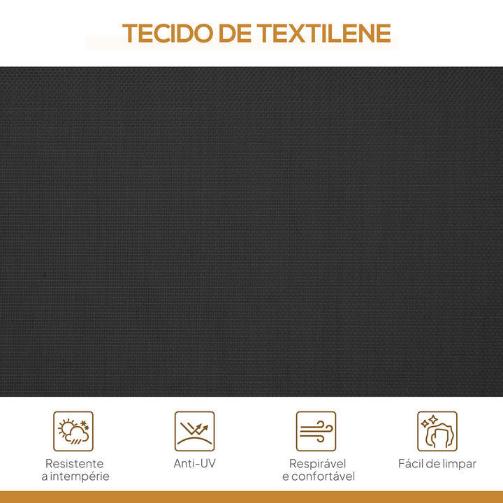 Baloiço de Jardim Exterior de 3 Lugares com Toldo Reclinável Estrutura de Aço e Assento Respirável 175x118x159 cm Preto