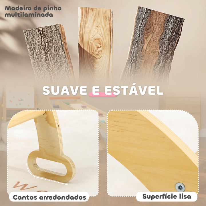Arco de Aprendizagem para Crianças 2 em 1 Arco de Escalar para Crianças de 18-48 Meses Baloiço para Bebés Carga 50 kg 68x42x36 cm Madeira