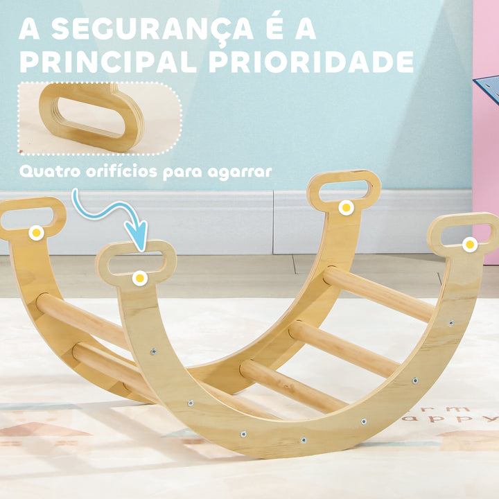 Arco de Aprendizagem para Crianças 2 em 1 Arco de Escalar para Crianças de 18-48 Meses Baloiço para Bebés Carga 50 kg 68x42x36 cm Madeira