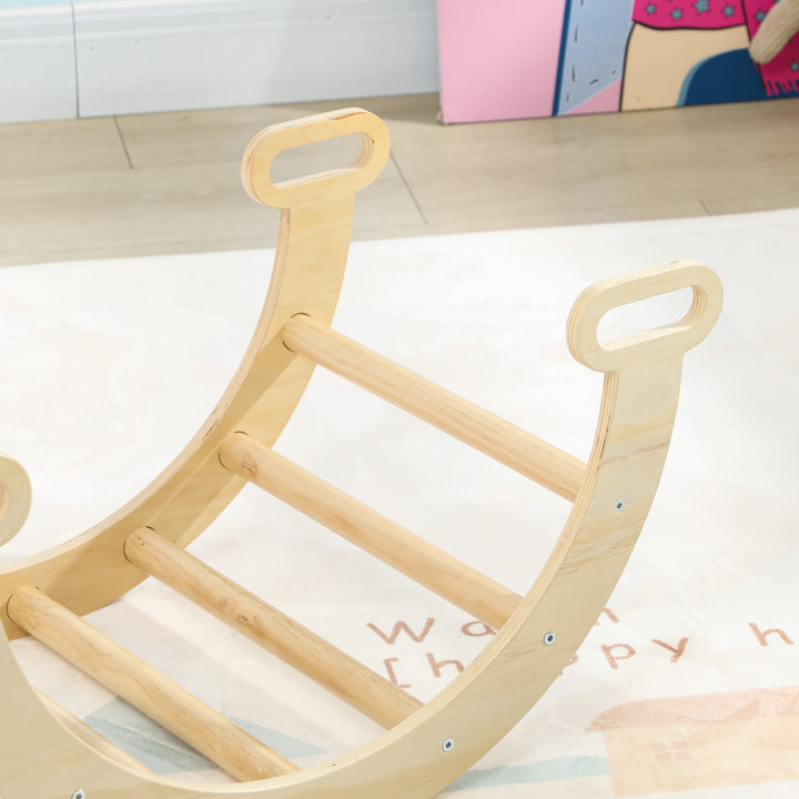 Arco de Aprendizagem para Crianças 2 em 1 Arco de Escalar para Crianças de 18-48 Meses Baloiço para Bebés Carga 50 kg 68x42x36 cm Madeira