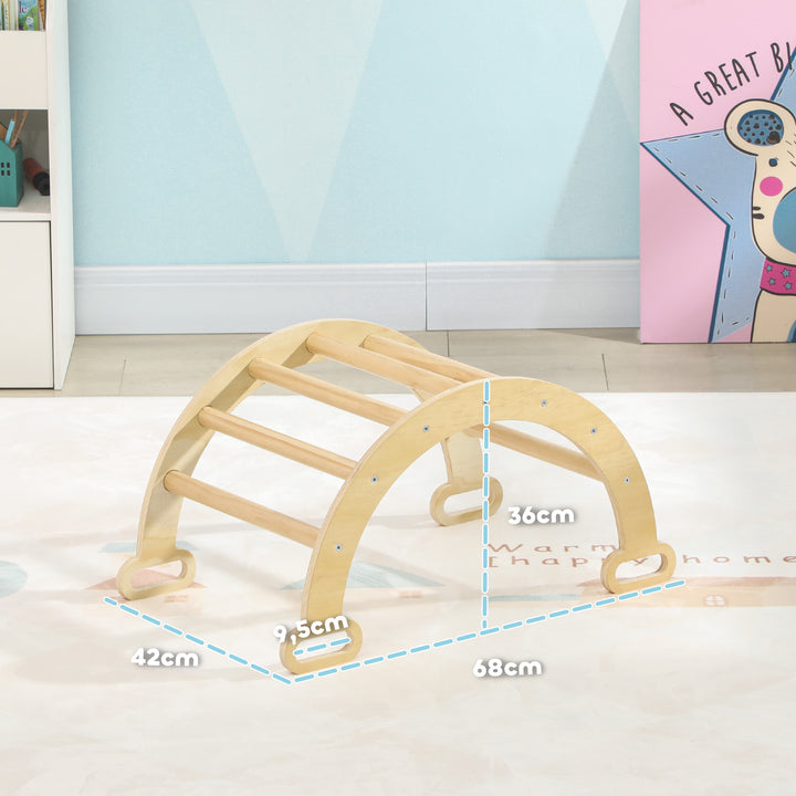 Arco de Aprendizagem para Crianças 2 em 1 Arco de Escalar para Crianças de 18-48 Meses Baloiço para Bebés Carga 50 kg 68x42x36 cm Madeira