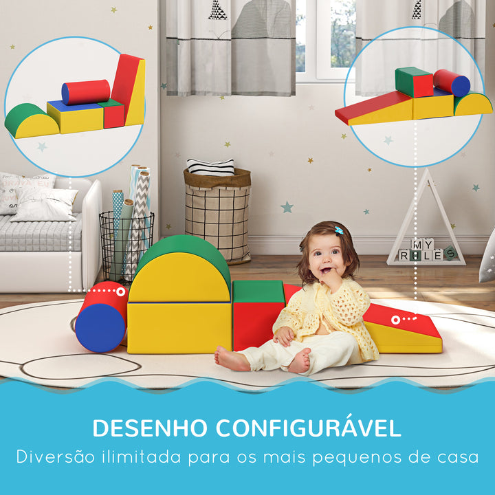 Conjunto de 5 Blocos de Psicomotricidade para Crianças Blocos de Construção Figuras de Construção Brinquedo de Aprendizagem para Escalar Gatear Multicor