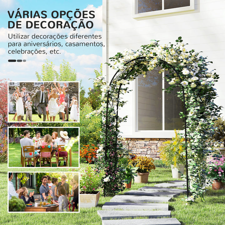 Arco de Jardim de Aço para Decoração Arco de Casamento Desenho Espiral de Coração para Plantas Trepadeiras para Decoração de Pátio Exterior 125x37x230 cm Preto