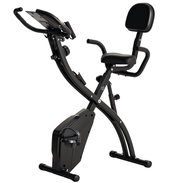 Bicicleta ergométrica dobrável ajustável em altura e resistência com tela LCD e assento com encosto 51x97x115 cm Preto