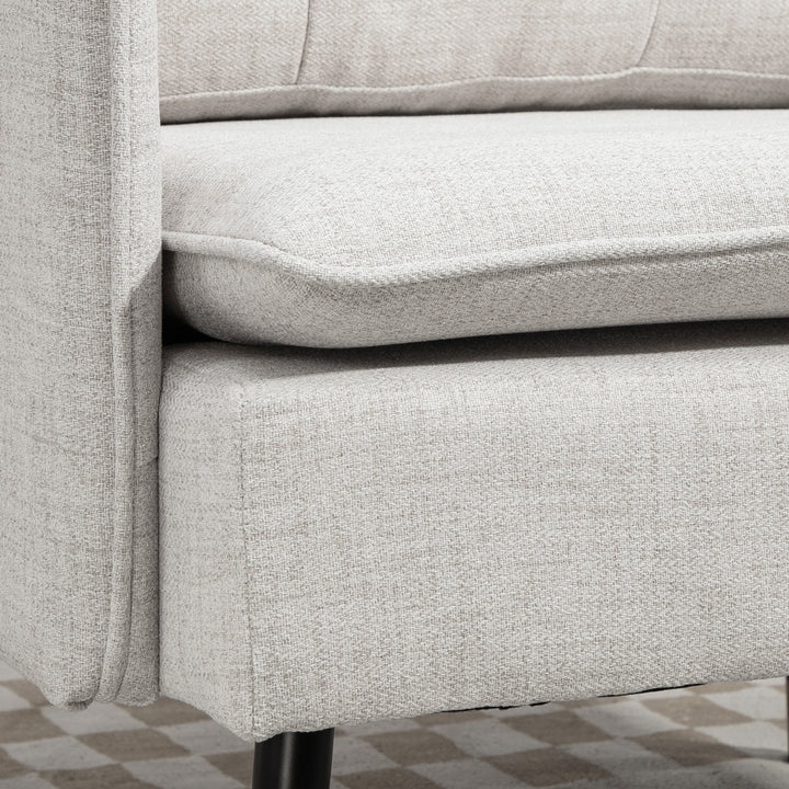 Poltrona Sala de Estar Poltrona Relax com Apoio para os Braços Assento Acolchoado e Pés de Aço Sofá Individual Moderno para Dormitório 76x68x80 cm Creme