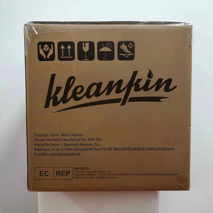 Kleanklin Armário Casa de Banho de Parede com 2 Portas de Cristal Armário Suspenso com Prateleiras Ajustáveis em Altura Multiuso para Cozinhas Sala de Estar 55x20x65cm Branco