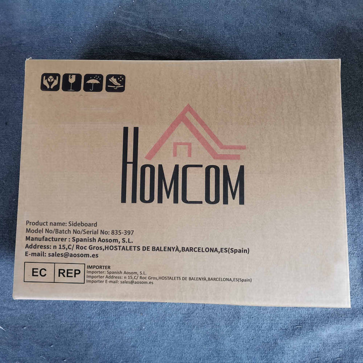 Aparador de Cozinha Armário de Armazenamento com 12 suportes para Garrafas e 3 Estantes Portas de vidro 100x30x80cm Branco