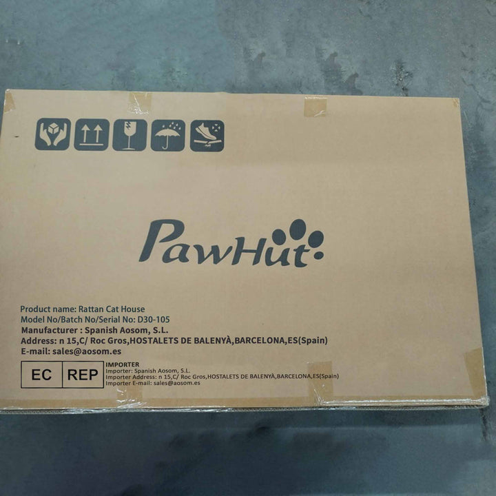 Cama para Gatos de Fibra Vegetal Caverna para Gatos Desmontável com Almofada Amovível 42x33x52 cm Marrom Claro e Bege