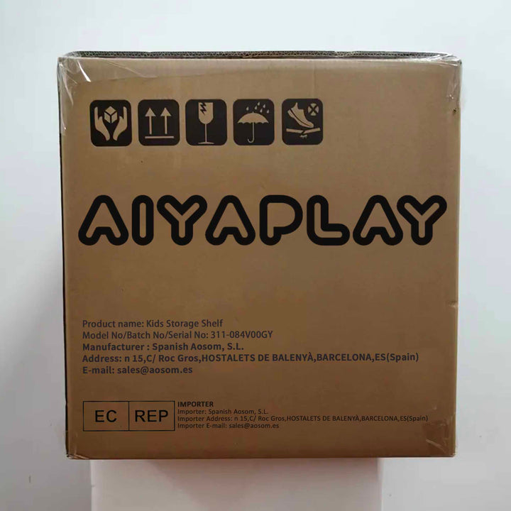 AIYPLAY Estante para Brinquedos com 6 Caixas de Tecido não Tecido Amovíveis Organizador de Brinquedos para Dormitório Escola Infantil 43x30x60 cm Cinza