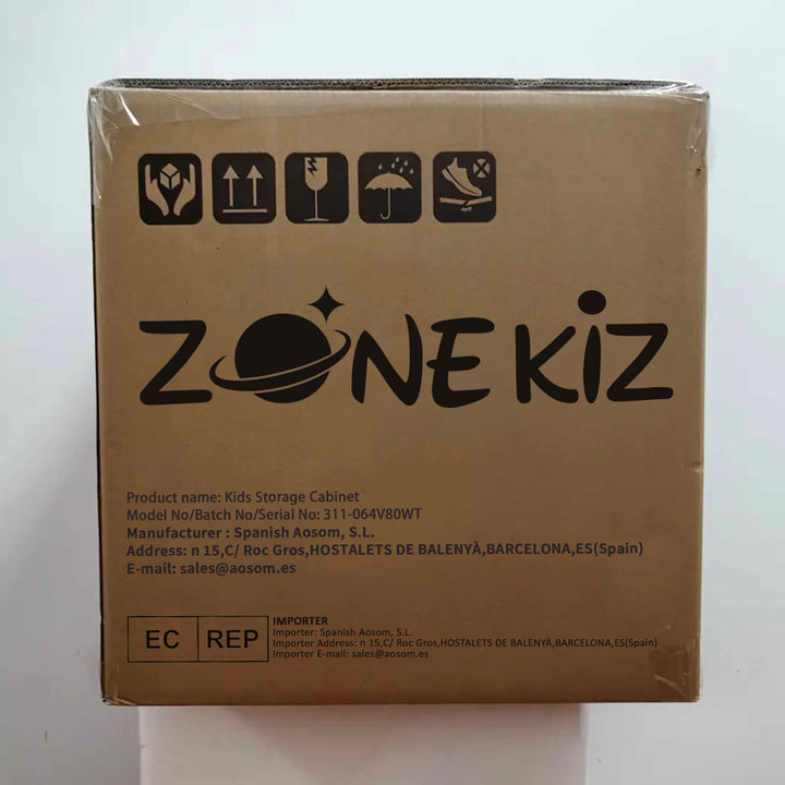 Estante para Brinquedos Estante para Crianças acima de 3 Anos com 6 Compartimentos de Armazenamento e 3 Caixas de Tecido não Tecido com Desenho de Animais 61,8x29,9x91,5 cm Branco e Cinza
