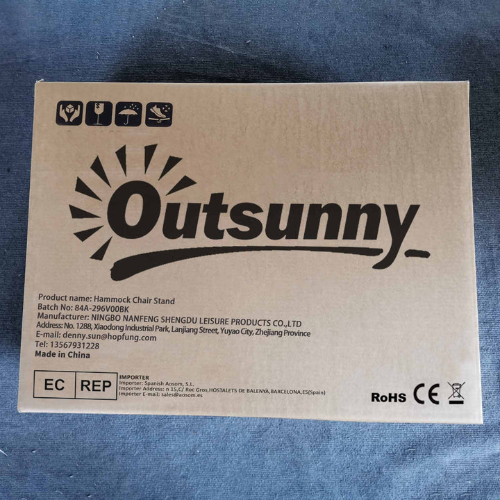 Suporte para Cadeira Suspensa 130 cm Suporte para Baloiço com Estrutura em Aço Capacidade 150 kg para Pátio Terraço Varanda Jardim Preto