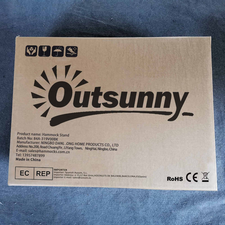 Suporte para Cama Rede de Aço Estrutura para Cama Rede Capacidade 220 kg com Rodas 2 Ganchos Ajustáveis em 6 Níveis e Bolsa de Transporte 290x120x115 cm Preto