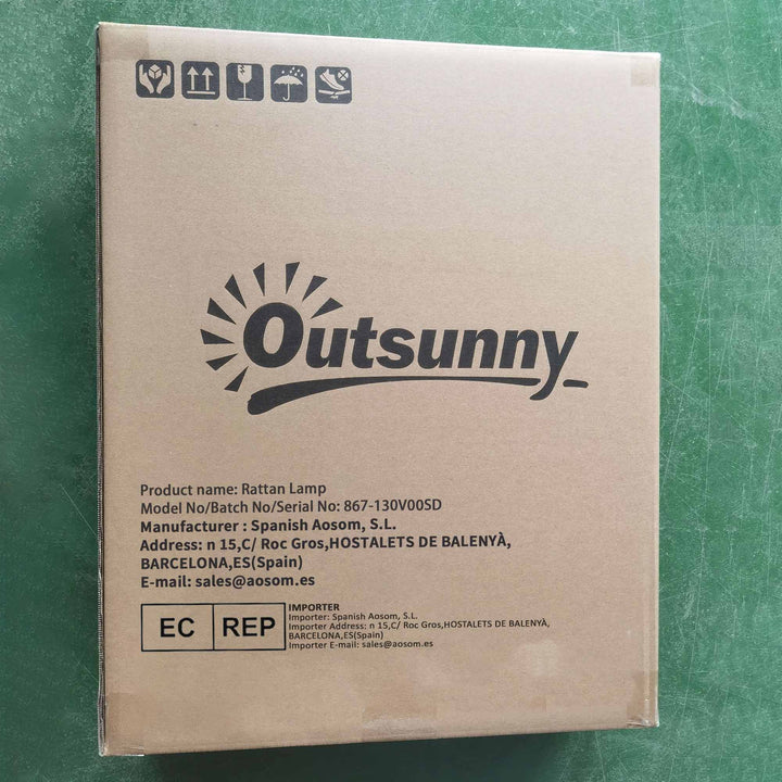 Candeeiro de Jardim de Vime Sintético Candeeiro Solar de Exterior com Luzes LED Ligar/Desligar Automático para Varanda Pátio 15,5x15,5x46 cm Marrom Areia