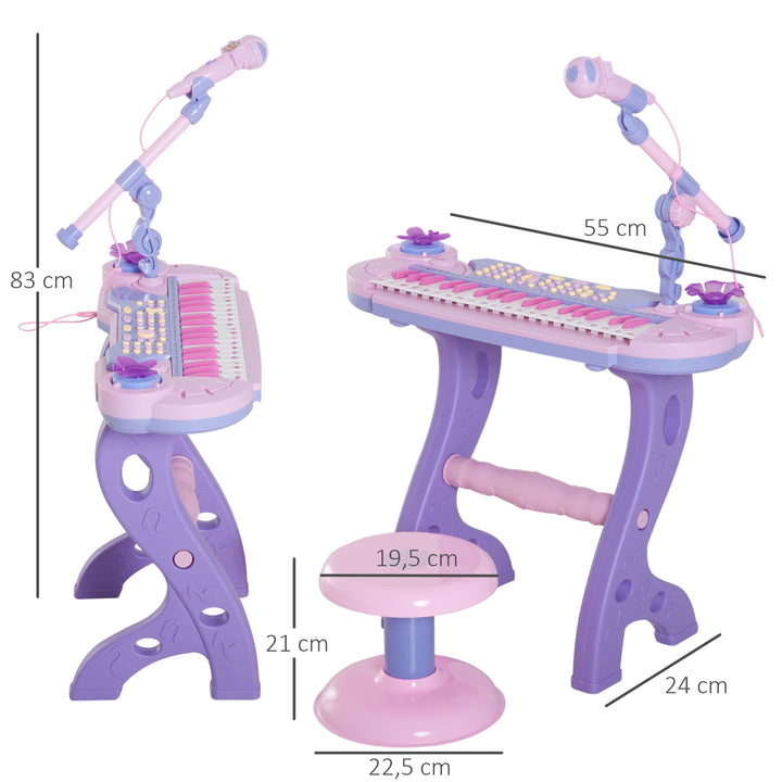Piano Infantil com Micro para futuras estrelas em Rosa