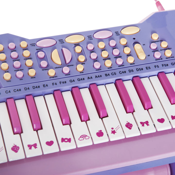 Piano Infantil com Micro para futuras estrelas em Rosa