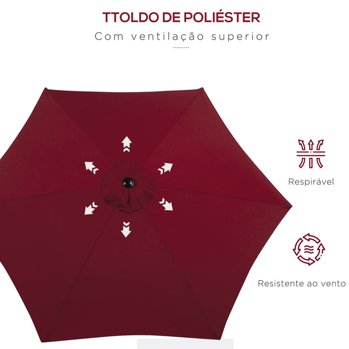 Sombrinha Guarda-Sol Reclinável com Manivela de Alumínio com Tela de Poliéster para Jardím Pátio Terraço - F270x235 cm