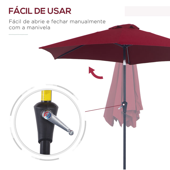 Sombrinha Guarda-Sol Reclinável com Manivela de Alumínio com Tela de Poliéster para Jardím Pátio Terraço - F270x235 cm
