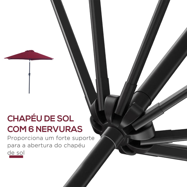 Sombrinha Guarda-Sol Reclinável com Manivela de Alumínio com Tela de Poliéster para Jardím Pátio Terraço - F270x235 cm