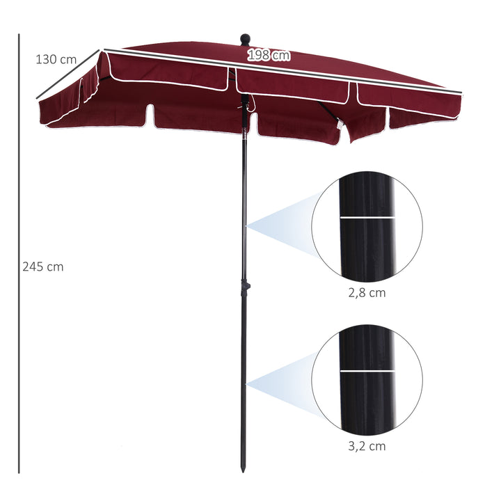 Guarda-sol reclinável Resistente a UV à prova d'água 198x130x240 cm Cor Vinho