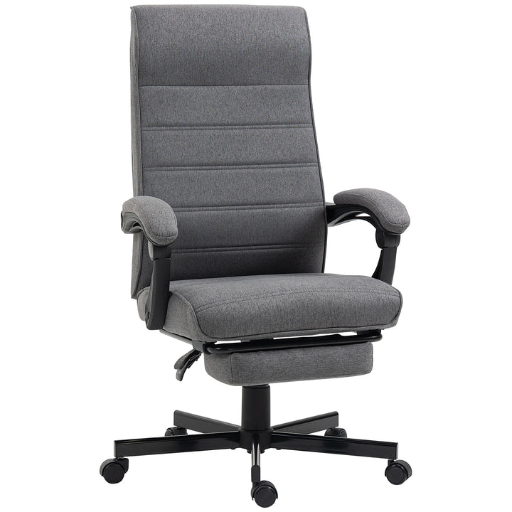 Cadeira de Escritório Giratória Cadeira de Escritório Reclinável com Altura Ajustável Apoio para os Braços Apoio para os Pés Retrátil para Sala de Estar Escritório Estúdio Carga 20kg 68x67x106-114 cm Cinza