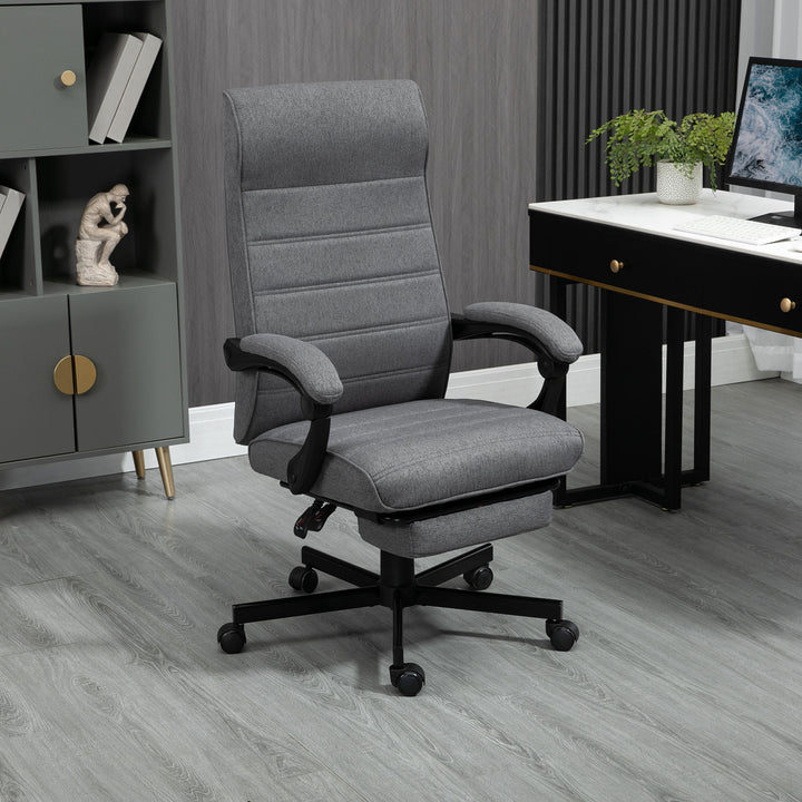 Cadeira de Escritório Giratória Cadeira de Escritório Reclinável com Altura Ajustável Apoio para os Braços Apoio para os Pés Retrátil para Sala de Estar Escritório Estúdio Carga 20kg 68x67x106-114 cm Cinza