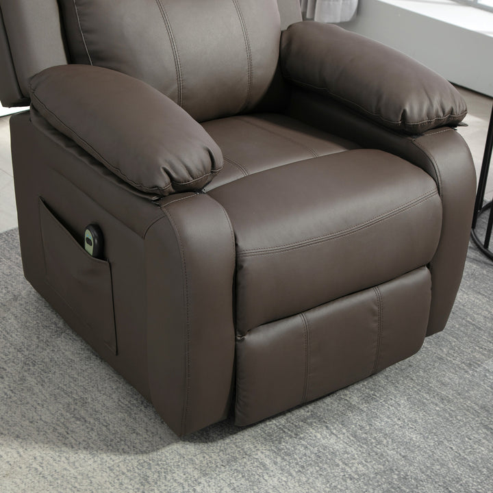 Poltrona Relax Levanta Pessoas com Controle Remoto Reclinação Elétrica de 160° Apoio para os Pés Encosto Estofado em PU e Bolsos Laterais 76x90x105 cm Castanho Escuro