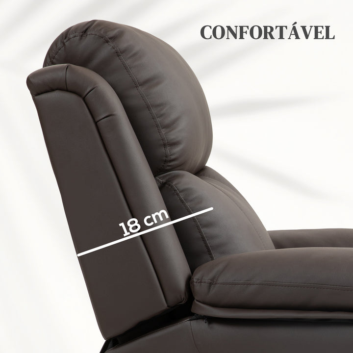 Poltrona Relax Levanta Pessoas com Controle Remoto Reclinação Elétrica de 160° Apoio para os Pés Encosto Estofado em PU e Bolsos Laterais 76x90x105 cm Castanho Escuro