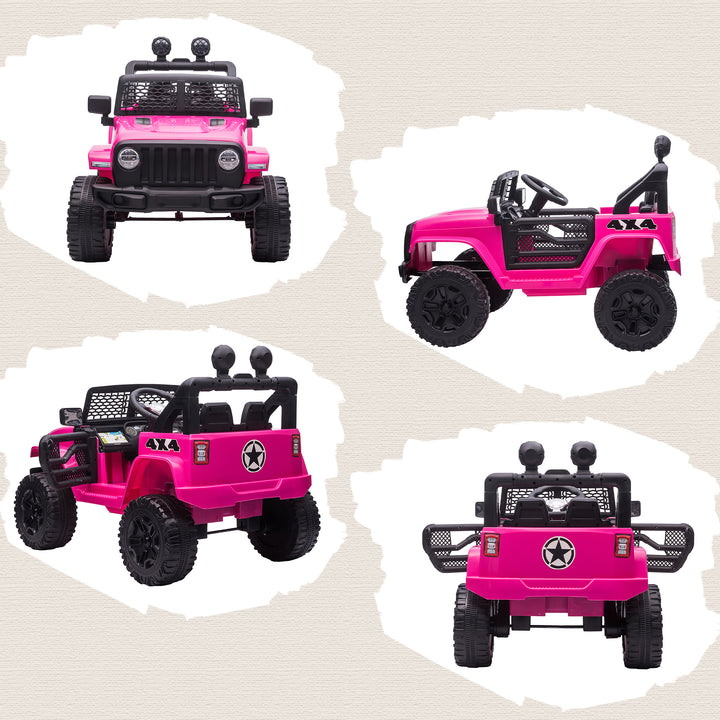Carro Elétrico para Crianças acima de 3 anos Carro de Bateria 12V com 2 Motores Controle Remoto 2.4G Luzes Buzina Velocidade Ajustável Carga Máxima 30kg 100x65x72 cm Rosa