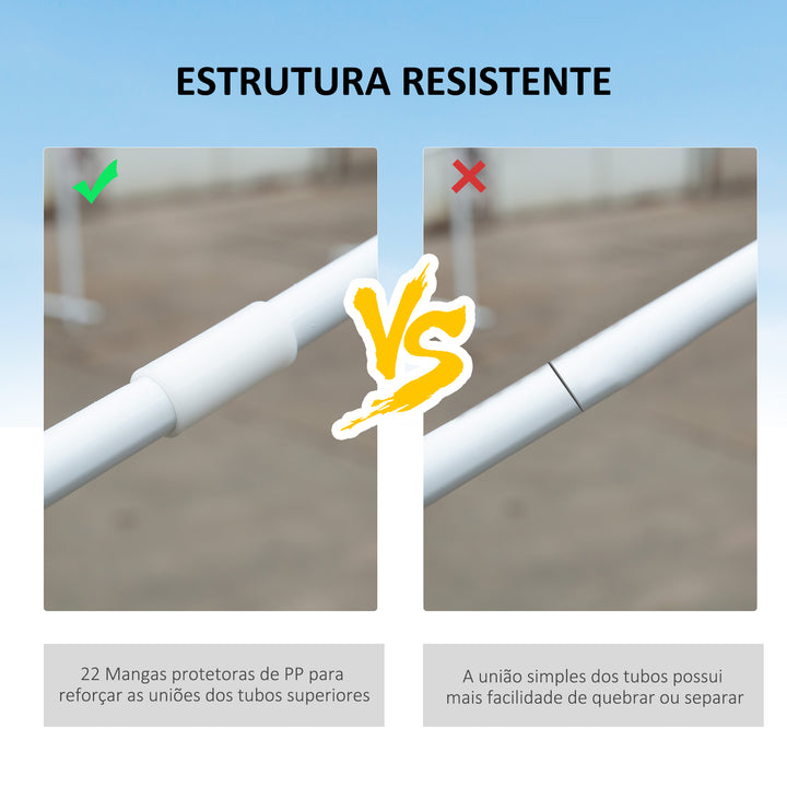 Tenda de Jardim 583x293 cm Tenda de Festas Desmontável com 4 Janelas 2 Portas com Fecho de Correr 6 Paredes Laterais e Impermeável para Exterior Pátio Branco