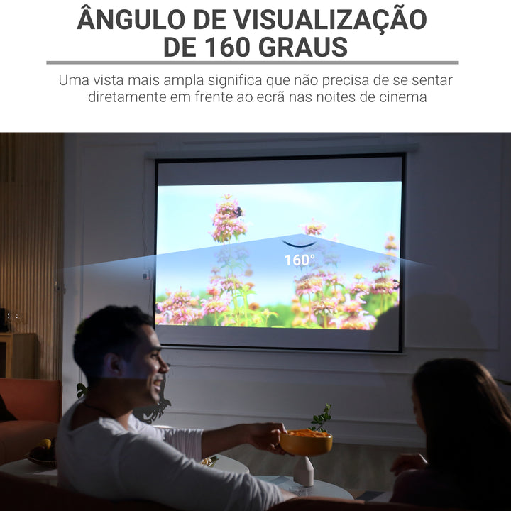 Tela de Projeção Elétrica 120 Polegadas Tela de Projeção Portátil Formato 4:3 com Comando à Distância para Interior e Exterior Cinema em Casa Pátio 244x183 cm Branco