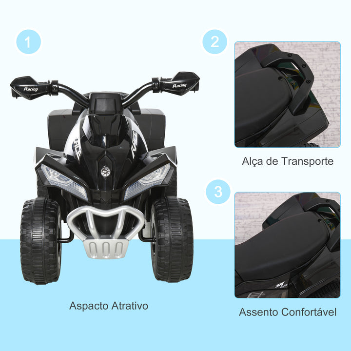 Quadriciclo para Crianças acima de 18 Meses Carro Andador Infantil com Função de Luzes e Música Desenho Inovador Carga 20kg 67,5x38x44 cm Preto