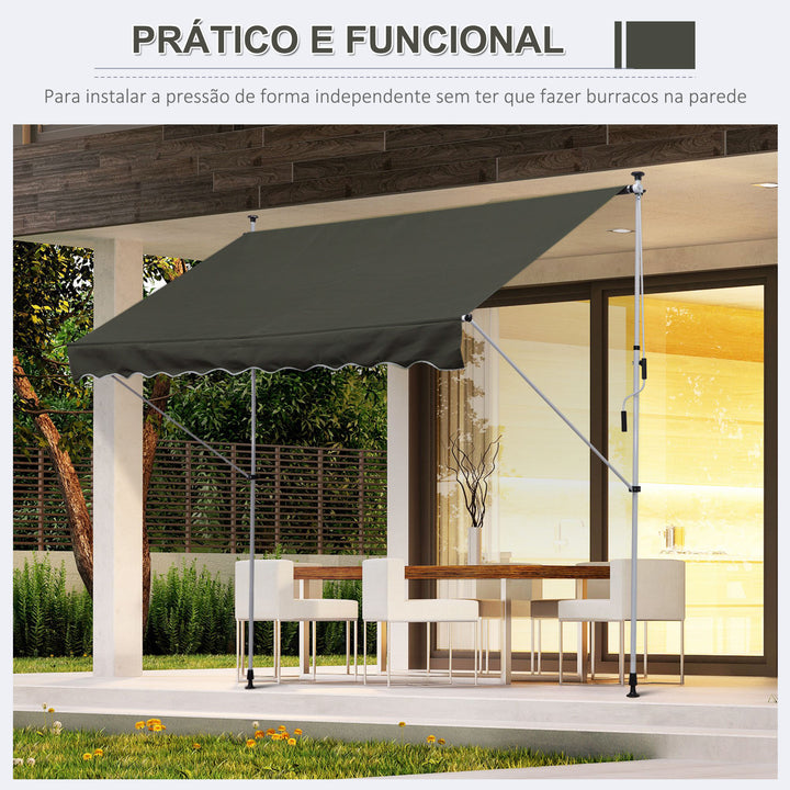 Toldo Manual Dobrável de Alumínio 3x1,5m Altura regulável com Manivela Toldos impermeáveis ao ar livre Toldos do pátio