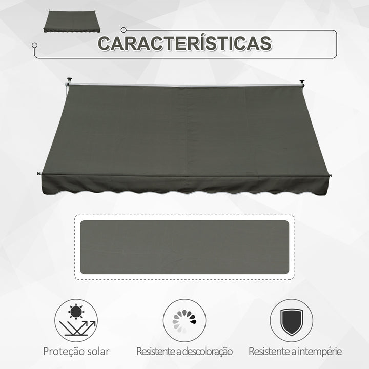 Toldo Manual Dobrável de Alumínio 3x1,5m Altura regulável com Manivela Toldos impermeáveis ao ar livre Toldos do pátio