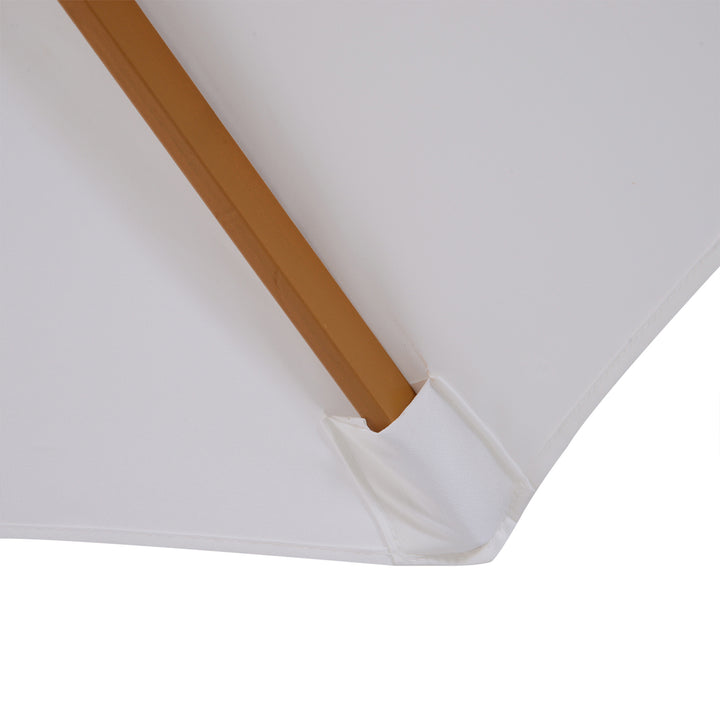 Guarda-sol Parasol Branco Creme Terraço De Madeira Praia Jardim Piscina Camping F300x250 cm