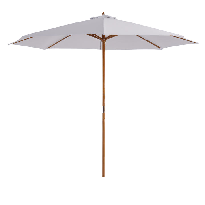 Guarda-sol Parasol Branco Creme Terraço De Madeira Praia Jardim Piscina Camping F300x250 cm