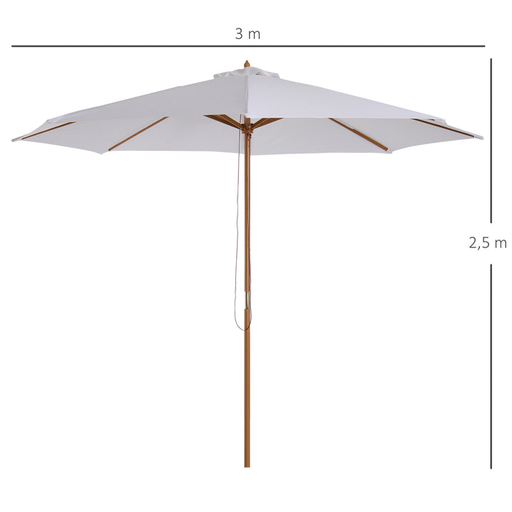Guarda-sol Parasol Branco Creme Terraço De Madeira Praia Jardim Piscina Camping F300x250 cm