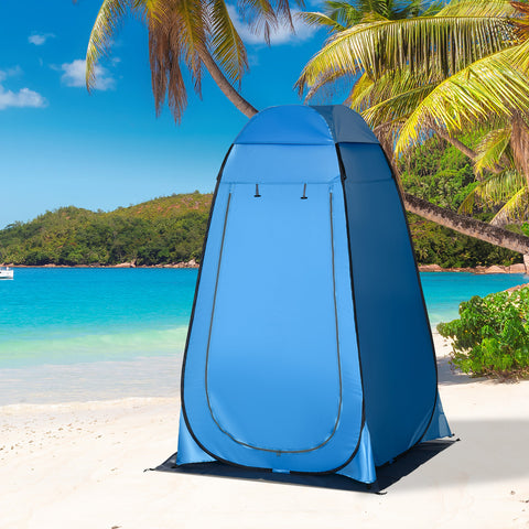 Tenda de Duche Tenda de Privacidade Portátil com 1 Gancho Bolso Bolsa de Transporte e UV20+ para Duche Trocador Sanita 126x124x189 cm Azul