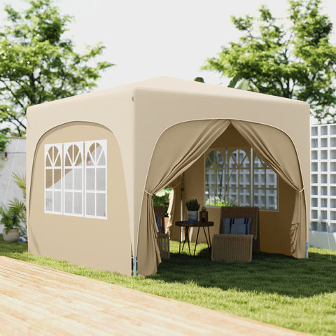 Tenda Dobrável Tenda 3x3 m com Painéis Laterais UPF50+ Tenda de Jardim com Altura Ajustável e Bolsa de Transporte para Campismo Festas Pátio Areia