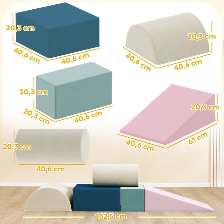 Jogo de 5 Blocos de Espuma para Crianças com Capas Removíveis Blocos de Psicomotricidade Figuras de Construção Brinquedo para Aprendizagem para Escalar e Rastejar Multicolor