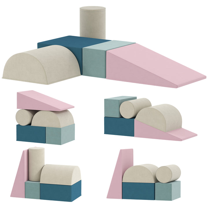 Jogo de 5 Blocos de Espuma para Crianças com Capas Removíveis Blocos de Psicomotricidade Figuras de Construção Brinquedo para Aprendizagem para Escalar e Rastejar Multicolor