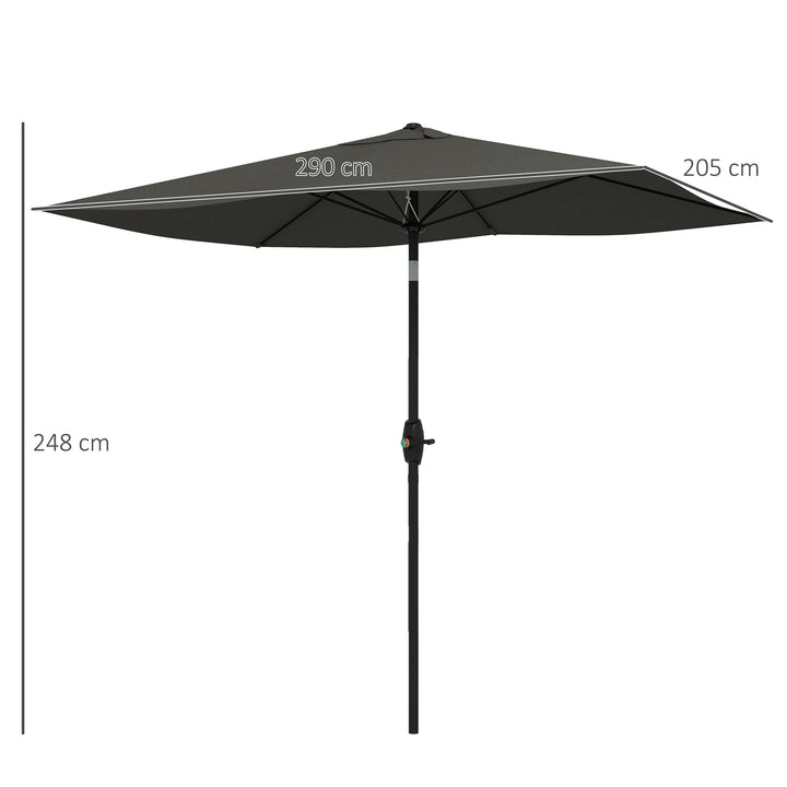 Chapéu de Sol de Jardim 300x200x248 cm Proteção UV50+ Chapéu de Sol de Alumínio Inclinável com Teto de Ventilação e Manivela para Terraço Varanda Exterior Cinza Escuro