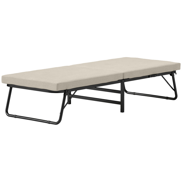 Cama Dobrável 70x180 cm com Colchão de Espuma Cama Dobrável com Encosto Ajustável em 5 Posições e Rodas Cama para Convidados Carga 120 kg