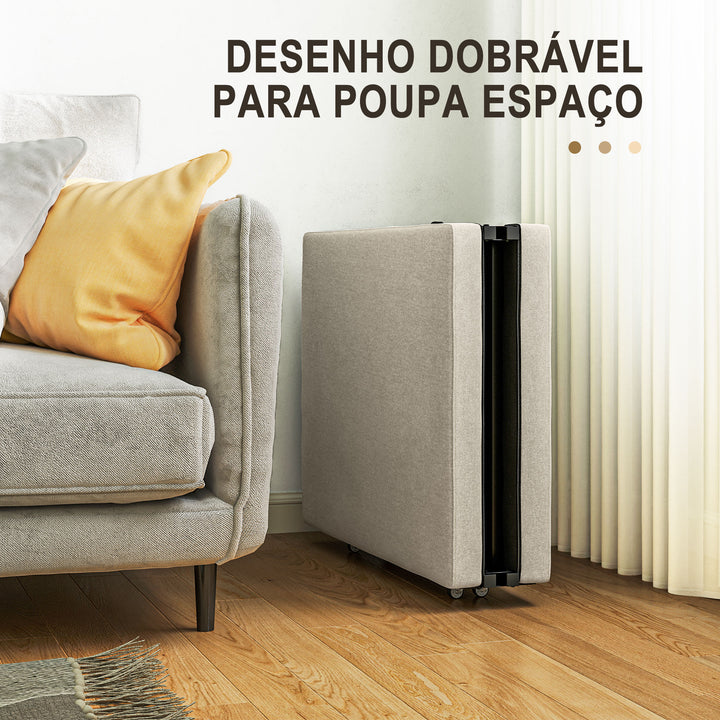 Cama Dobrável 70x180 cm com Colchão de Espuma Cama Dobrável com Encosto Ajustável em 5 Posições e Rodas Cama para Convidados Carga 120 kg