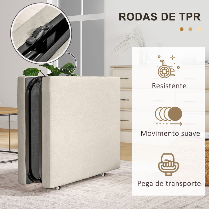 Cama Dobrável 70x180 cm com Colchão de Espuma Cama Dobrável com Encosto Ajustável em 5 Posições e Rodas Cama para Convidados Carga 120 kg
