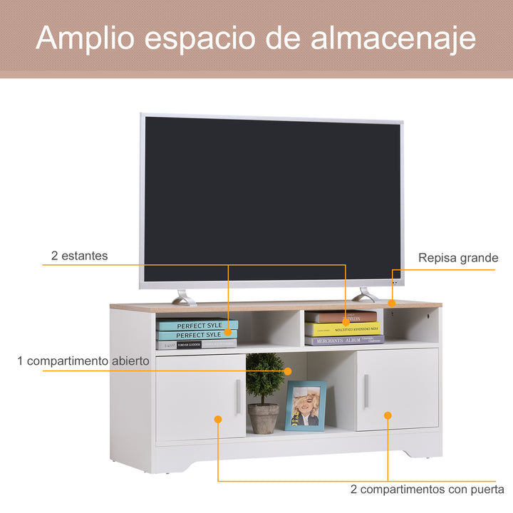 Móvel de Televisão Grande Espaço de Armazenamento Prateleiras Abertas 105x40x52 cm Branco
