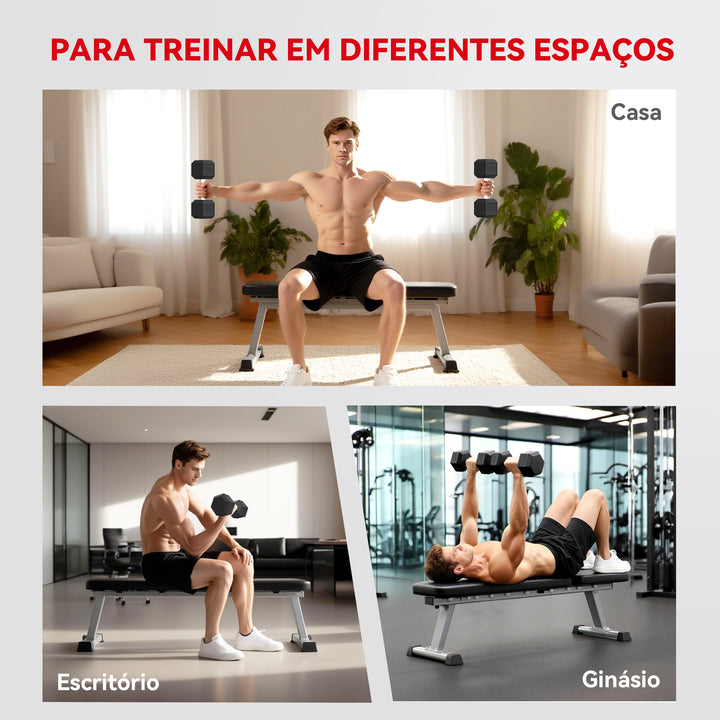 Haltere Hexagonal 20 kg de Ferro Fundido Haltere de Metal Revestido de Borracha com Cabo para Treino em Casa Ginásio e Escritório Preto e Prata