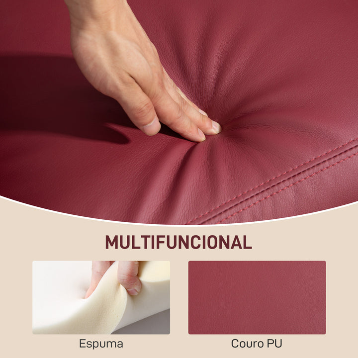Poltrona de Massagem Poltrona Relax Reclinável com 2 Zonas de Massagem 8 Programas 5 Níveis de Intensidade e Controlo Remoto Estofada em PU 68x88x98 cm Borgonha