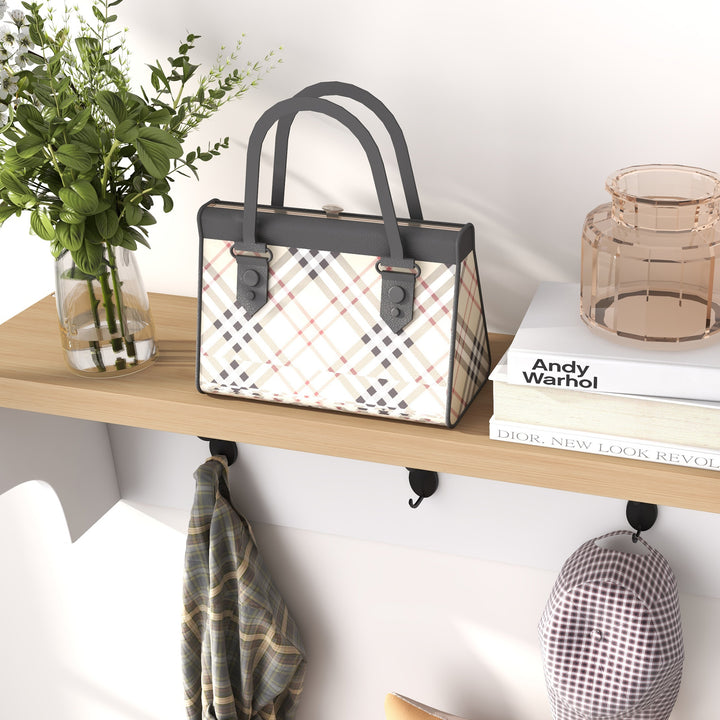 Móvel Cabide de Entrada com Banco Sapateira 2 em 1 Móveis de Entrada com 3 Ganchos e Prateleiras para 9 Pares de Sapatos 75x30x50 cm e 75x20x22,5 cm Branco