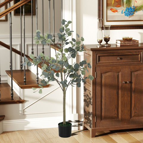 Eucalipto Artificial 120 cm Planta Artificial Decorativa Grande Árvore Artificial de Interior com 230 Folhas Decoração para Casa Escritório Dormitório Verde